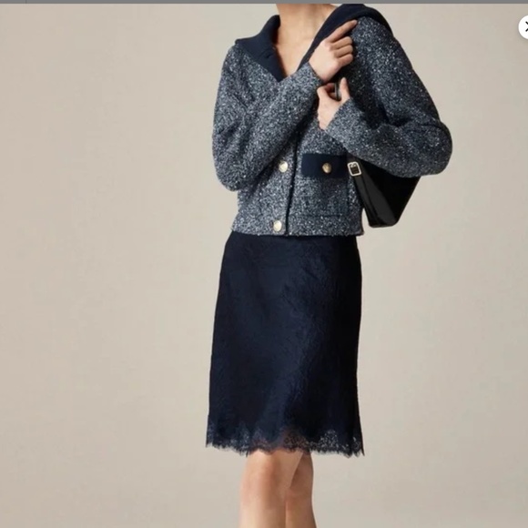 J Crew Marled Sailor Collar Blue Cardigan Medium - Picture 2 of 9